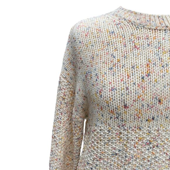 Gap Chunky Wool Rainbow Confetti Sweater Wm Sz M Pastel Mixed Stitch Feminine - Picture 5 of 11